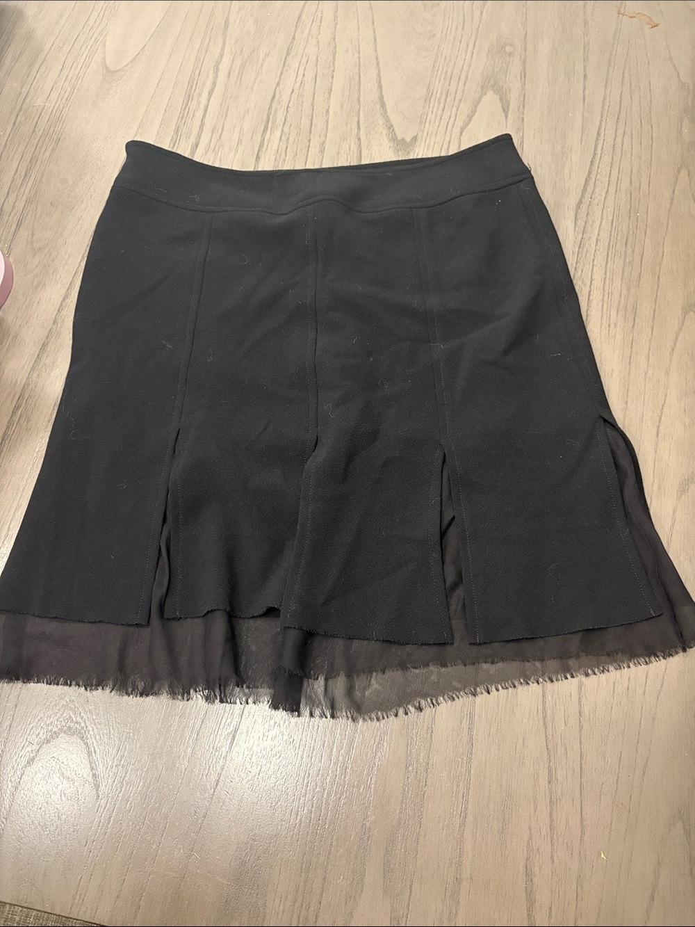 bebe Black Mini Skirt with Sheer Hem and Front Slits